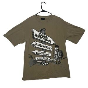 Vintage 90’s 1996 Scared Stiff Certain Death Humor  Brown Hiking T-Shirt Large